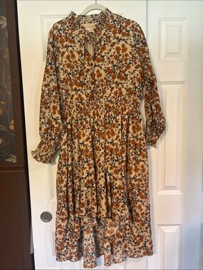 Roolee cream blouse with brown and navy floral trim